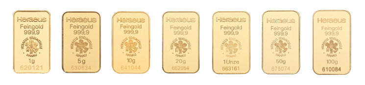 Heraeus Goldbarren Geprägt